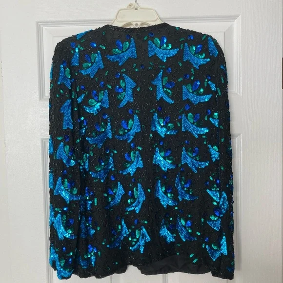 Lawrence Kazan Beaded 100% Silk Jacket - Picture 2 of 6